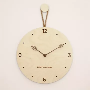 Wooden Creative Wall Clock, Round Battery Powered Silent Clock Wall Art