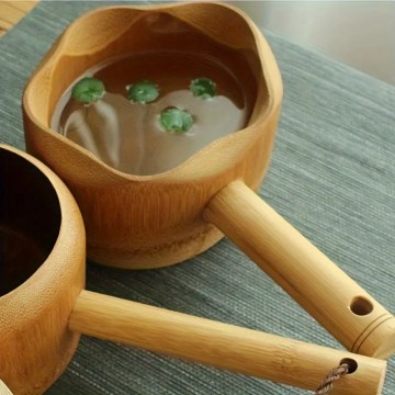 Bamboo Water Ladle - Traditional Japanese Wooden Water Scoop for Tea Ceremony and Garden Features