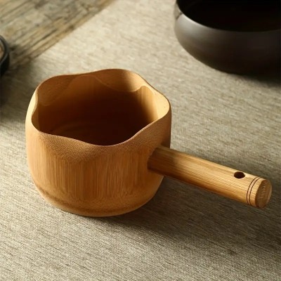 Bamboo Water Ladle - Traditional Japanese Wooden Water Scoop for Tea Ceremony and Garden Features