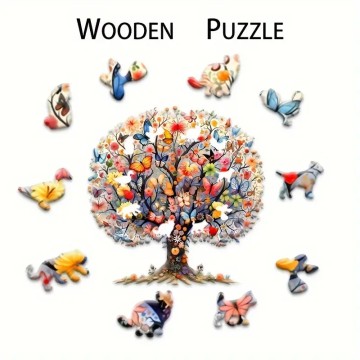 Creative Wooden Jigsaw Puzzle - Tree of Life | Irregular Shaped Fragments | Handmade Decorations | Christmas & Birthday Gifts | Mind-Expanding & Fun Toy