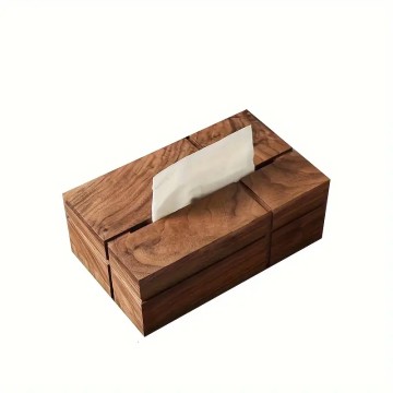 Walnut Wood Tissue Box Cover, Freestanding Tissue Paper Storage Holder with Cross Dispenser for Closet Organization Systems, Durable Wooden Napkin Holder, Large Capacity, Weather Resistant